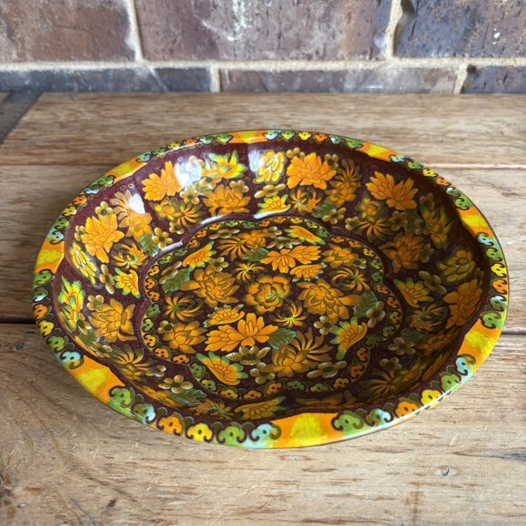 Daher Decorated Ware 1971 Tray Autumn Floral Brown Orange Green Turquoise - Picture 7 of 9